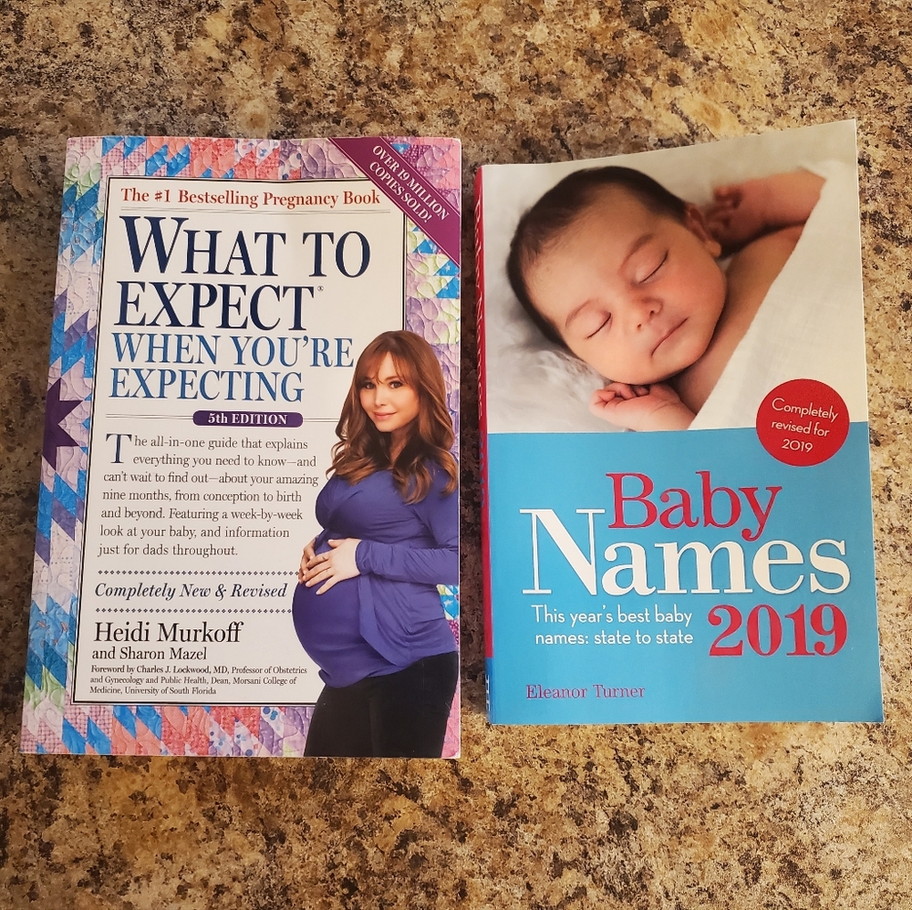 Two books- 'What to Expect When You're Expecting' & 'Baby Names'
